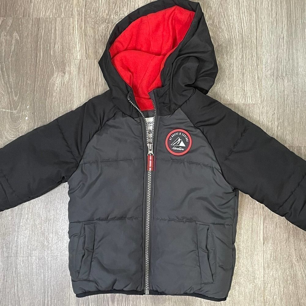 Carters Boys Black Be Brave and Explore Coat with Hood Size 3T